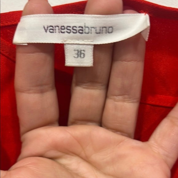 Vanessa Bruno Silk asymmetrical Red Spaghetti Strap Dress mini 36 size 2-4 - Picture 2 of 10